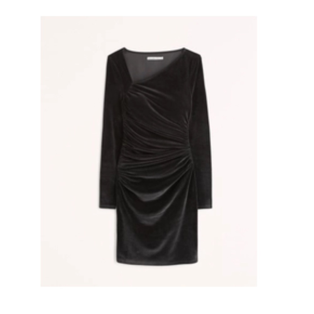 Long Sleeve Asymmetrical Velvet Mini Dress